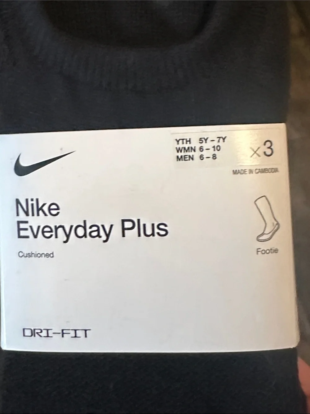 NWT Nike Black Everyday Plus No-Show Socks - 3 Pack